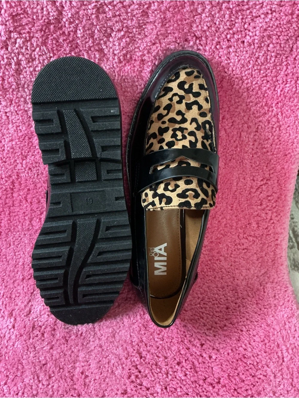 Leopard Print Penny Loafers in Tan and Black